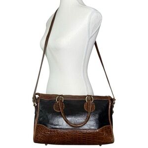 Brahmin Elegant Brown and Black Leather Handbag